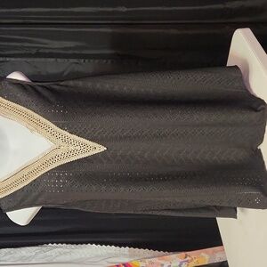 Chic Black Dress with Cream Lace Accent